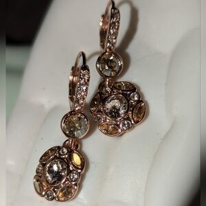 Rose Gold Toned Crystal Droplet Earrings